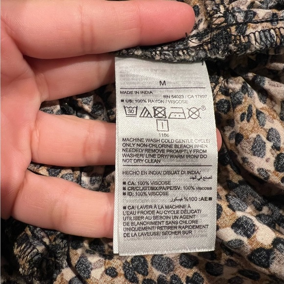 Old Navy Mini Dress Womens Medium Brown Leopard Print Cinched Ruffle-Trim - Picture 9 of 10